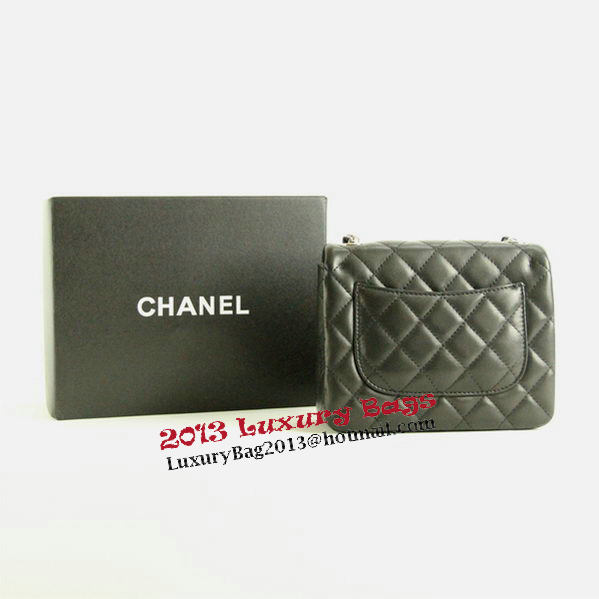 Chanel mini Classic Flap Bag Black Leather 1115 Silver Chain Chanel mini Classic Flap Bag Black Leather 1115 Silver Chain