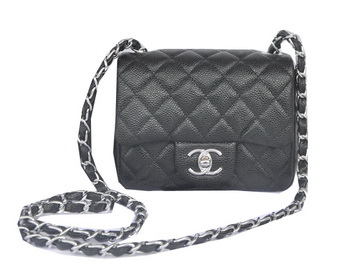 Chanel mini Classic Flap Bag Black Cannage Pattern 1115 Silver Chanel mini Classic Flap Bag Black Cannage Pattern 1115 Silver