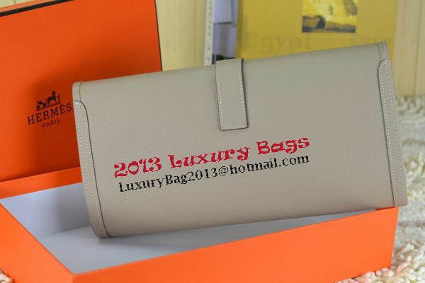 Hermes Jige Clutch Bag Calfskin Leather Grey Hermes Jige Clutch Bag Calfskin Leather Grey