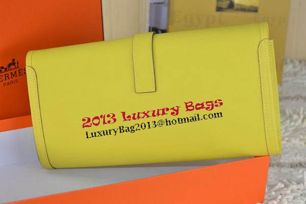 Hermes Jige Clutch Bag Calfskin Leather Lemon Hermes Jige Clutch Bag Calfskin Leather Lemon