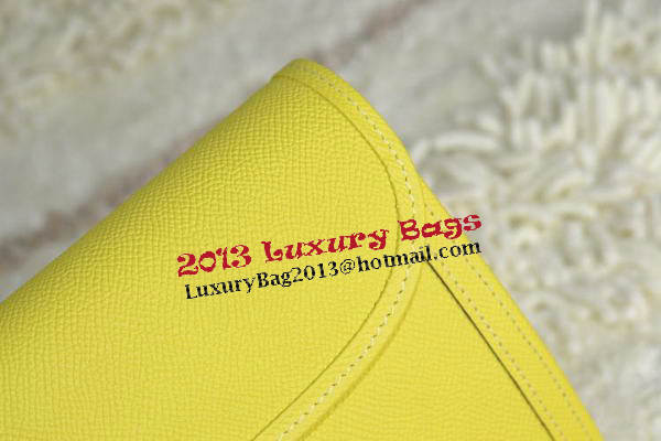 Hermes Jige Clutch Bag Calfskin Leather Lemon Hermes Jige Clutch Bag Calfskin Leather Lemon