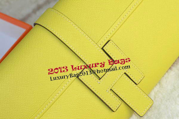 Hermes Jige Clutch Bag Calfskin Leather Lemon Hermes Jige Clutch Bag Calfskin Leather Lemon
