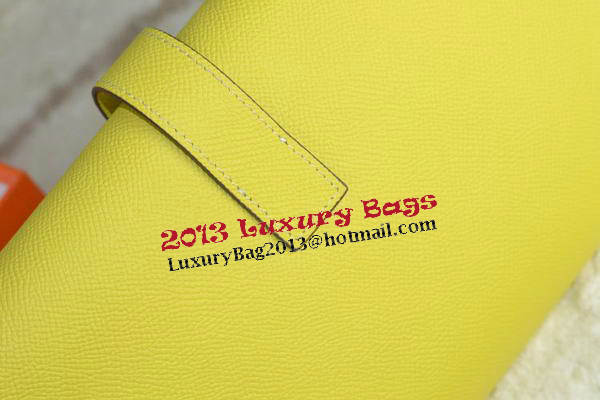Hermes Jige Clutch Bag Calfskin Leather Lemon Hermes Jige Clutch Bag Calfskin Leather Lemon