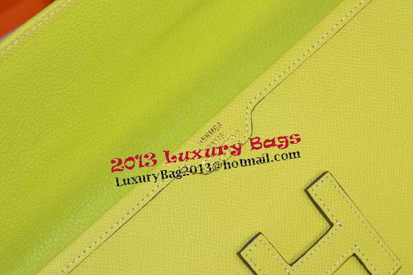 Hermes Jige Clutch Bag Calfskin Leather Lemon Hermes Jige Clutch Bag Calfskin Leather Lemon