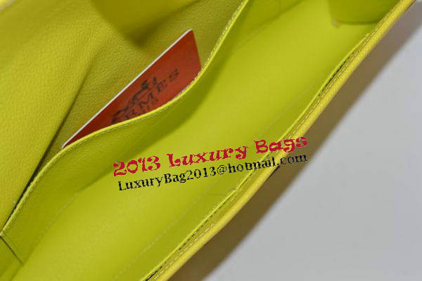 Hermes Jige Clutch Bag Calfskin Leather Lemon Hermes Jige Clutch Bag Calfskin Leather Lemon
