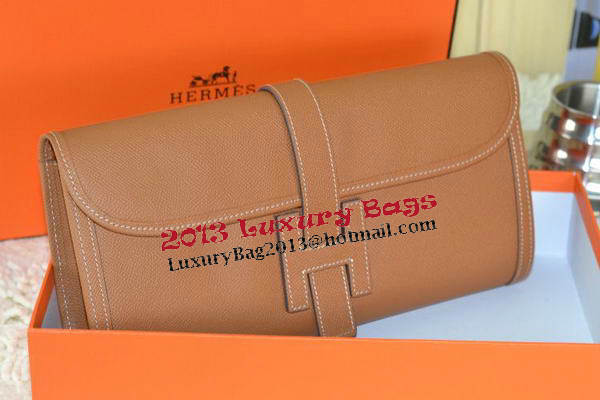 Hermes Jige Clutch Bag Calfskin Leather Wheat Hermes Jige Clutch Bag Calfskin Leather Wheat