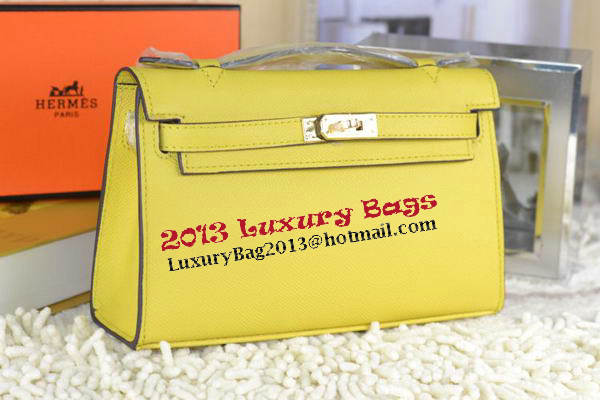 Hermes MINI Kelly 22cm Tote Bag Calfskin Leather Lemon Hermes MINI Kelly 22cm Tote Bag Calfskin Leather Lemon
