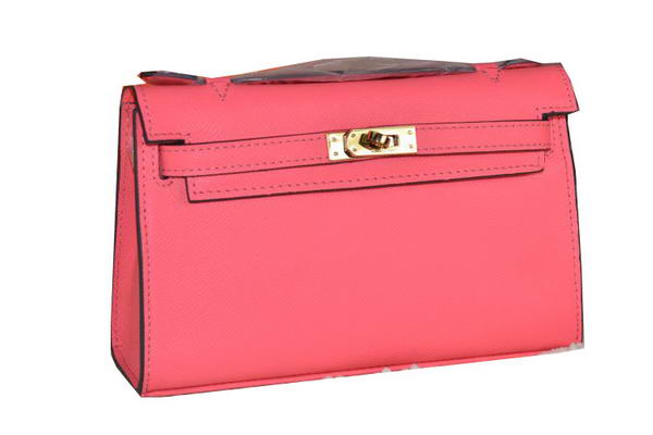 Hermes MINI Kelly 22cm Tote Bag Calfskin Leather Light Red