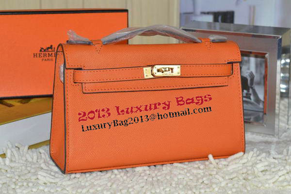 Hermes MINI Kelly 22cm Tote Bag Calfskin Leather Orange Hermes MINI Kelly 22cm Tote Bag Calfskin Leather Orange