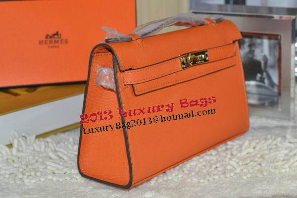 Hermes MINI Kelly 22cm Tote Bag Calfskin Leather Orange Hermes MINI Kelly 22cm Tote Bag Calfskin Leather Orange