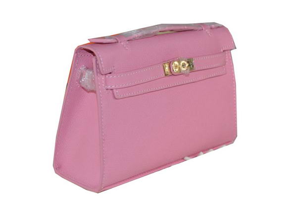 Hermes MINI Kelly 22cm Tote Bag Calfskin Leather Pink