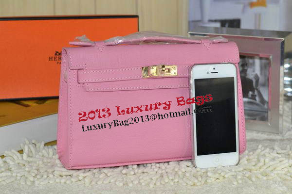 Hermes MINI Kelly 22cm Tote Bag Calfskin Leather Pink Hermes MINI Kelly 22cm Tote Bag Calfskin Leather Pink