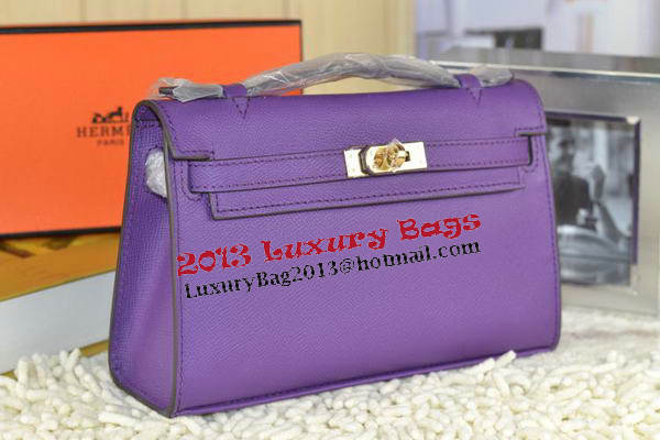 Hermes MINI Kelly 22cm Tote Bag Calfskin Leather Purple Hermes MINI Kelly 22cm Tote Bag Calfskin Leather Purple