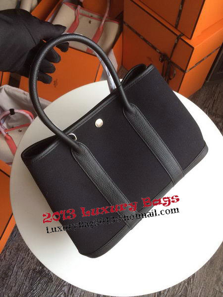 Hermes Garden Party 30CM Bag Canvas Leather H11S Black Hermes Garden Party 30CM Bag Canvas Leather H11S Black