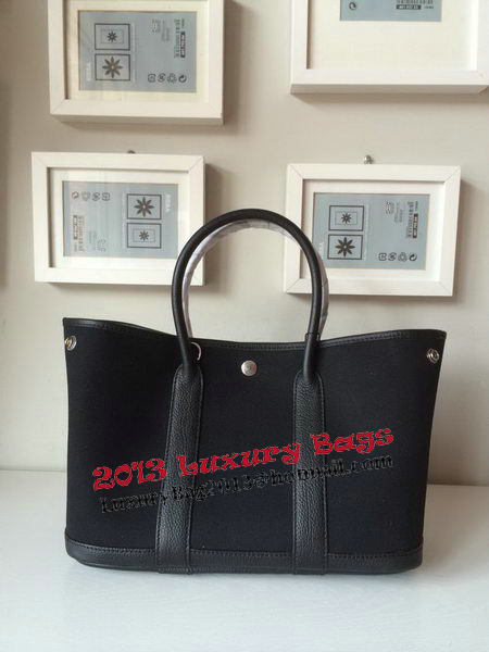Hermes Garden Party 30CM Bag Canvas Leather H11S Black Hermes Garden Party 30CM Bag Canvas Leather H11S Black