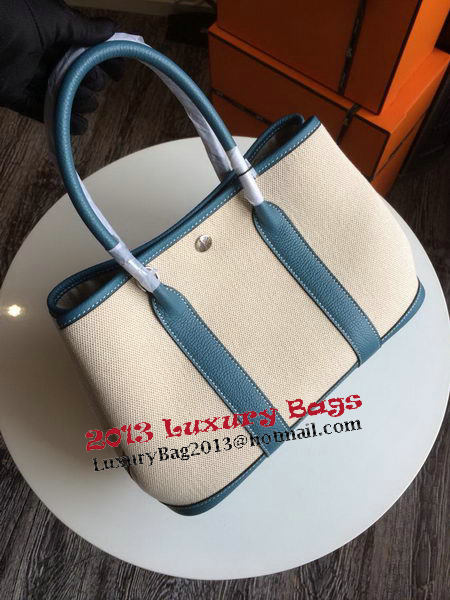 Hermes Garden Party 30CM Bag Canvas Leather H11S Blue Hermes Garden Party 30CM Bag Canvas Leather H11S Blue
