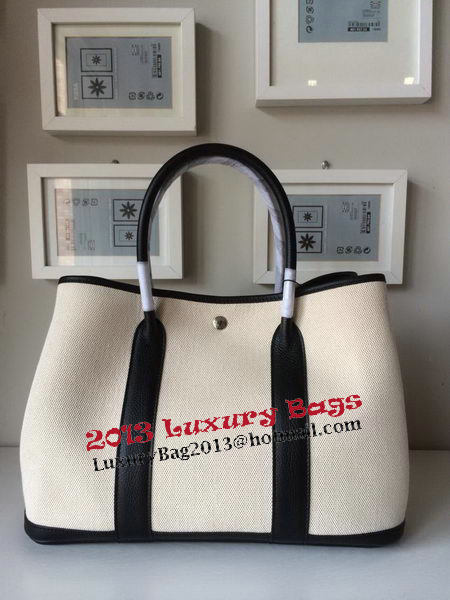 Hermes Garden Party 36CM Bag Canvas Leather H11M Black&White Hermes Garden Party 36CM Bag Canvas Leather H11M Black&White
