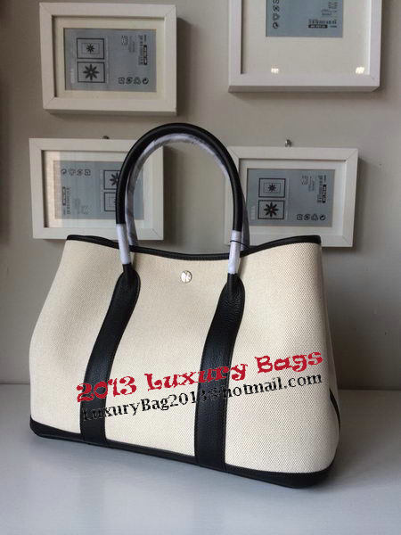 Hermes Garden Party 36CM Bag Canvas Leather H11M Black&White Hermes Garden Party 36CM Bag Canvas Leather H11M Black&White