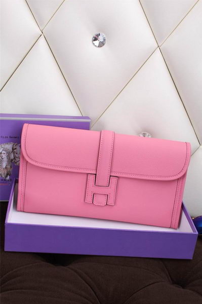 Hermes Jige Clutch Bag Calfskin Leather H258 Pink