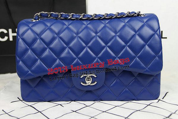 Chanel Classic Flap Bag Blue Original Leather CF1113 Silver Chanel Classic Flap Bag Blue Original Leather CF1113 Silver