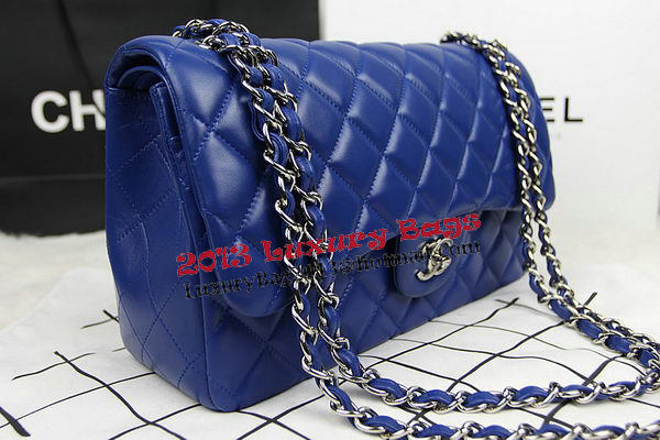 Chanel Classic Flap Bag Blue Original Leather CF1113 Silver Chanel Classic Flap Bag Blue Original Leather CF1113 Silver