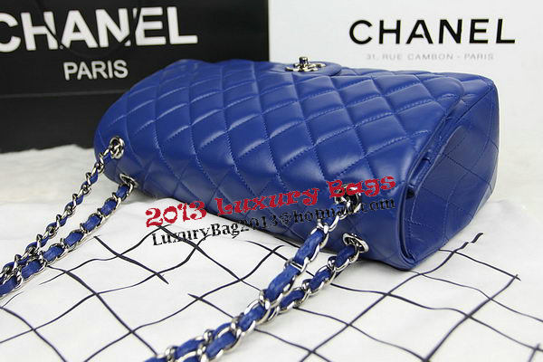Chanel Classic Flap Bag Blue Original Leather CF1113 Silver Chanel Classic Flap Bag Blue Original Leather CF1113 Silver