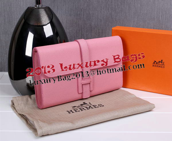 Hermes Jige Clutch Bag Calfskin Leather H8057 Pink Hermes Jige Clutch Bag Calfskin Leather H8057 Pink