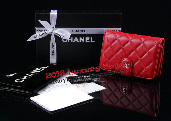 Chanel Matelasse Bi-Fold Wallet Sheepskin Leater A31506 Red Chanel Matelasse Bi-Fold Wallet Sheepskin Leater A31506 Red