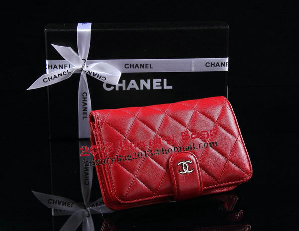 Chanel Matelasse Bi-Fold Wallet Sheepskin Leater A31506 Red Chanel Matelasse Bi-Fold Wallet Sheepskin Leater A31506 Red