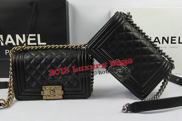 Chanel Boy Flap Shoulder Bags Black Original Lambskin Leather A67085 Gold Chanel Boy Flap Shoulder Bags Black Original Lambskin Leather A67085 Gold