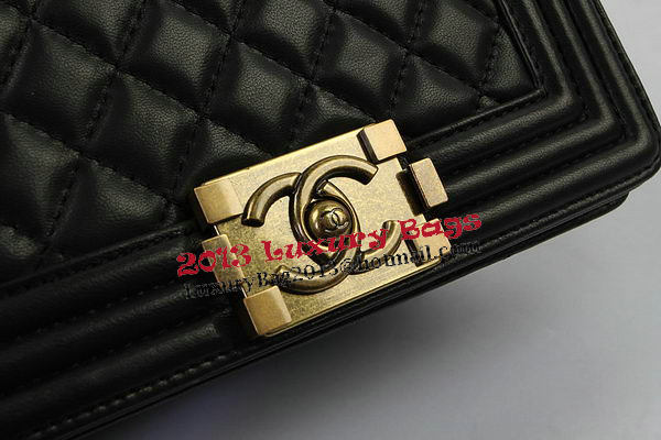 Chanel Boy Flap Shoulder Bags Black Original Lambskin Leather A67085 Gold Chanel Boy Flap Shoulder Bags Black Original Lambskin Leather A67085 Gold