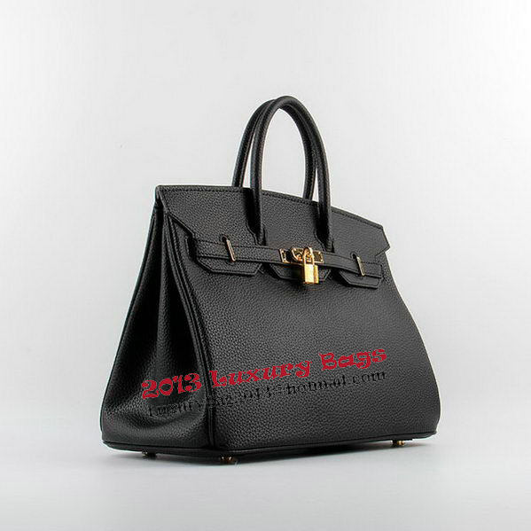 Hermes Birkin 35CM Tote Bags Black Grainy Leather H-35 Gold Hermes Birkin 35CM Tote Bags Black Grainy Leather H-35 Gold