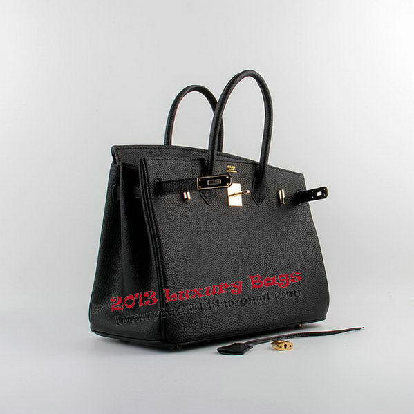 Hermes Birkin 35CM Tote Bags Black Grainy Leather H-35 Gold Hermes Birkin 35CM Tote Bags Black Grainy Leather H-35 Gold