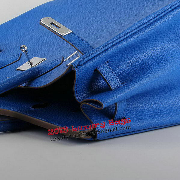 Hermes Birkin 35CM Tote Bags Blue Grainy Leather H-35 Silver