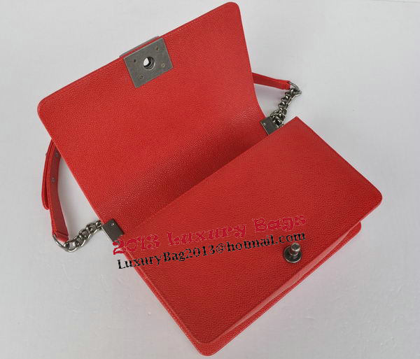 Chanel Boy Flap Shoulder Bags Red Cannage Pattern Leather A67086 Silver Chanel Boy Flap Shoulder Bags Red Cannage Pattern Leather A67086 Silver