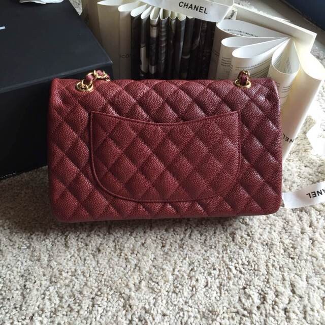 Top Quality Chanel Classic A36070 Burgundy Original Grain Leather Large Flap Bag Golden Top Quality Chanel Classic A36070 Burgundy Original Grain Leather Large Flap Bag Golden