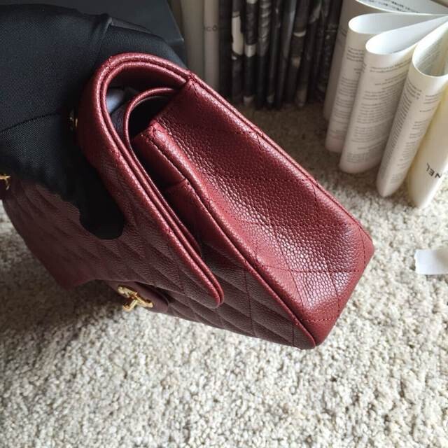 Top Quality Chanel Classic A36070 Burgundy Original Grain Leather Large Flap Bag Golden Top Quality Chanel Classic A36070 Burgundy Original Grain Leather Large Flap Bag Golden