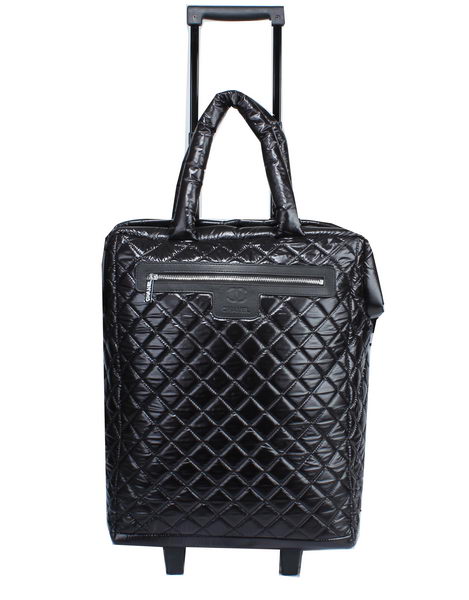 Chanel CoCo Cocoon Quilted Nylon Trolley Case A90184 Black