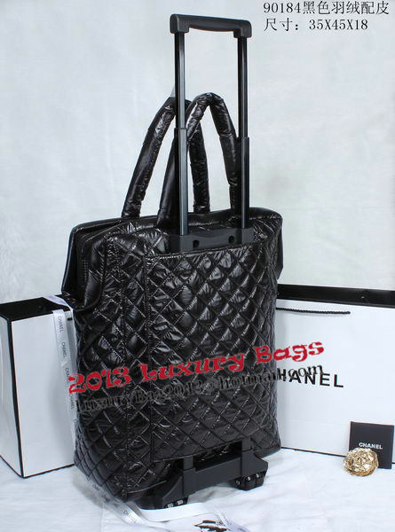 Chanel CoCo Cocoon Quilted Nylon Trolley Case A90184 Black Chanel CoCo Cocoon Quilted Nylon Trolley Case A90184 Black