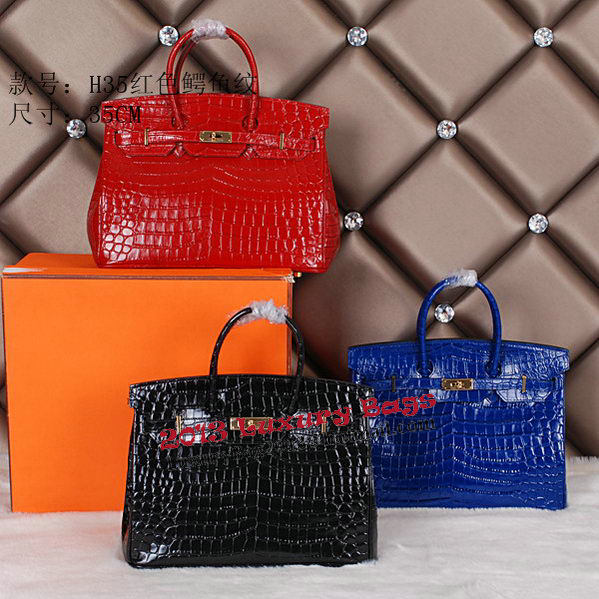 Hermes Birkin 35CM Tote Bag Shiny Croco Leather H35C Black Hermes Birkin 35CM Tote Bag Shiny Croco Leather H35C Black