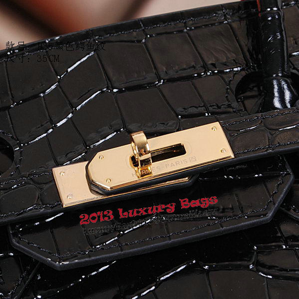 Hermes Birkin 35CM Tote Bag Shiny Croco Leather H35C Black Hermes Birkin 35CM Tote Bag Shiny Croco Leather H35C Black