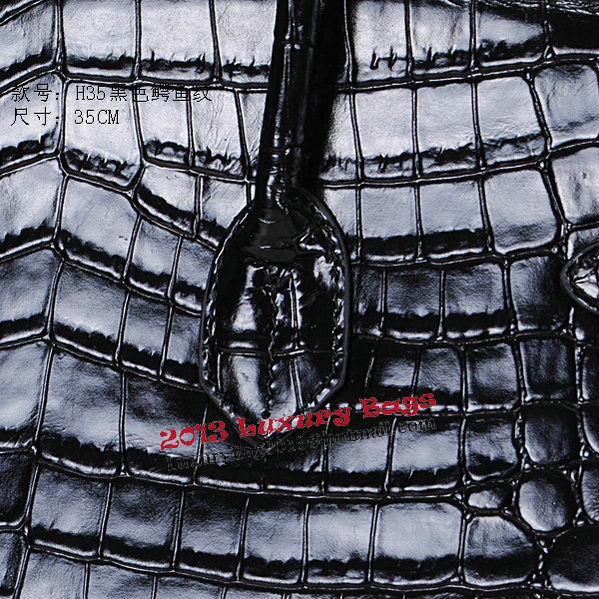 Hermes Birkin 35CM Tote Bag Shiny Croco Leather H35C Black Hermes Birkin 35CM Tote Bag Shiny Croco Leather H35C Black