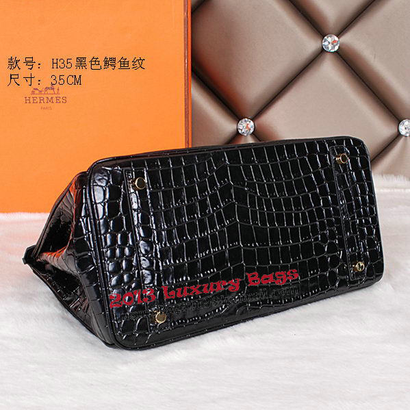 Hermes Birkin 35CM Tote Bag Shiny Croco Leather H35C Black Hermes Birkin 35CM Tote Bag Shiny Croco Leather H35C Black