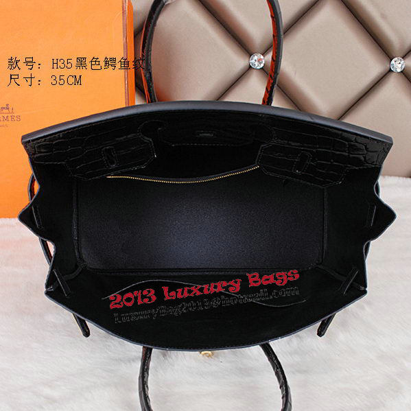 Hermes Birkin 35CM Tote Bag Shiny Croco Leather H35C Black Hermes Birkin 35CM Tote Bag Shiny Croco Leather H35C Black