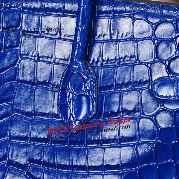 Hermes Birkin 35CM Tote Bag Shiny Croco Leather H35C Blue Hermes Birkin 35CM Tote Bag Shiny Croco Leather H35C Blue