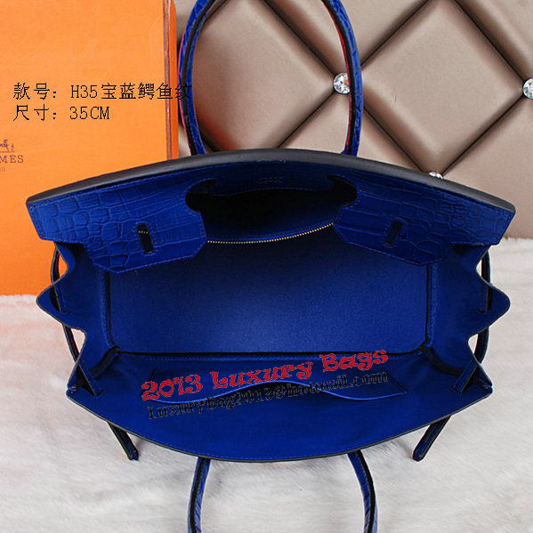Hermes Birkin 35CM Tote Bag Shiny Croco Leather H35C Blue Hermes Birkin 35CM Tote Bag Shiny Croco Leather H35C Blue