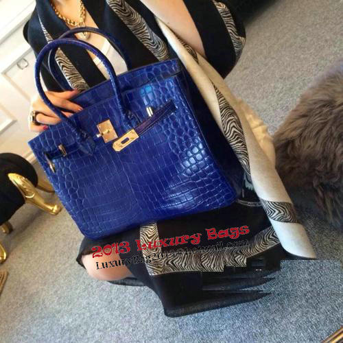 Hermes Birkin 35CM Tote Bag Shiny Croco Leather H35C Blue Hermes Birkin 35CM Tote Bag Shiny Croco Leather H35C Blue