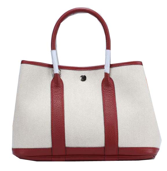 Hermes Garden Party 30cm Tote Bag Canvas Burgundy