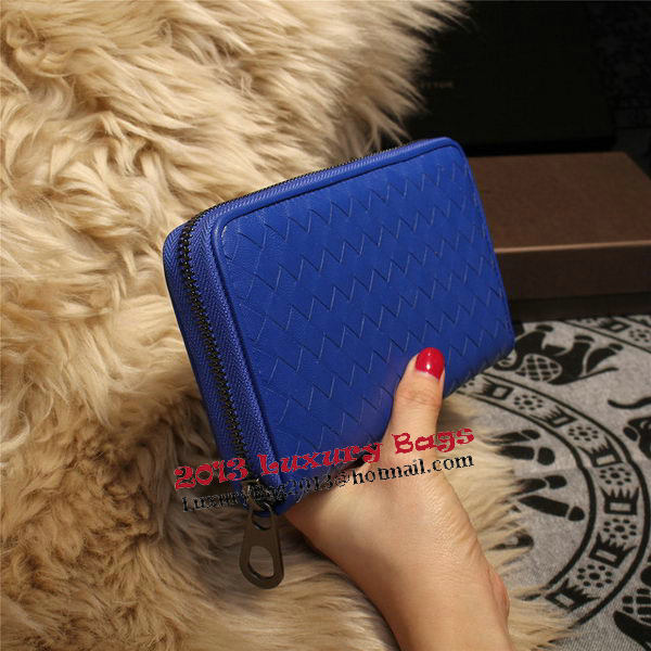 Bottega Veneta Intrecciato Nappa Zip Around Wallets 114073 Blue Bottega Veneta Intrecciato Nappa Zip Around Wallets 114073 Blue