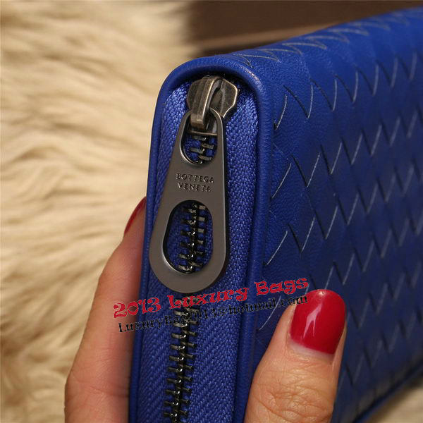 Bottega Veneta Intrecciato Nappa Zip Around Wallets 114073 Blue Bottega Veneta Intrecciato Nappa Zip Around Wallets 114073 Blue
